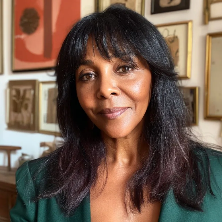 Textured Long Layers with Soft Bangs for Women Over 50