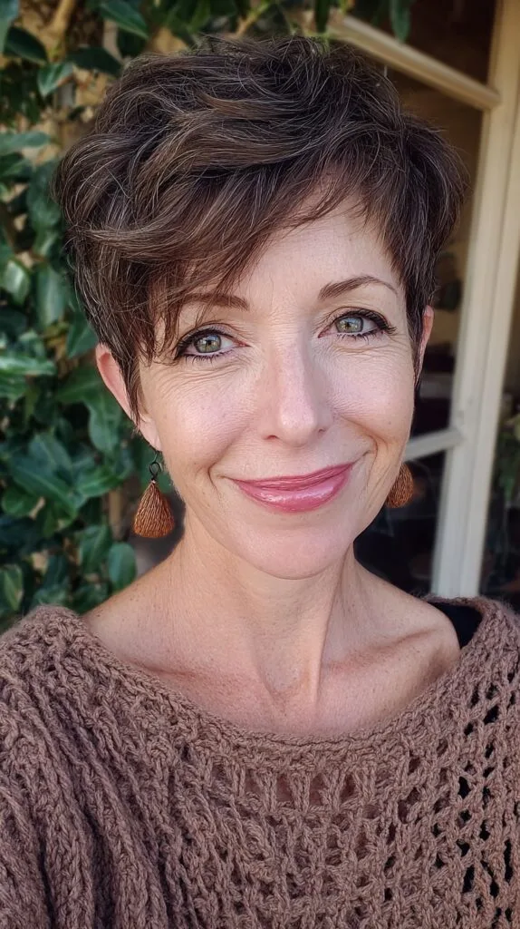 Textured Long Pixie with Side-Swept Micro Bangs