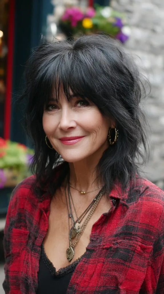 Textured Medium Shag with Feathered Curtain Bangs