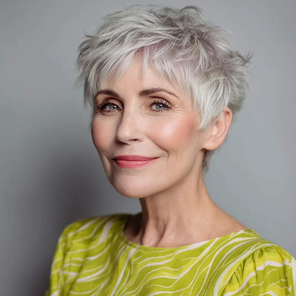 Textured Platinum Pixie Cut with Soft Layers