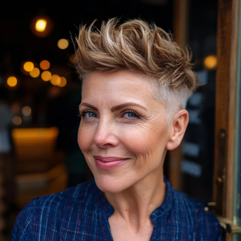 Textured Quiff Pixie Cut with Undercut for Modern Elegance