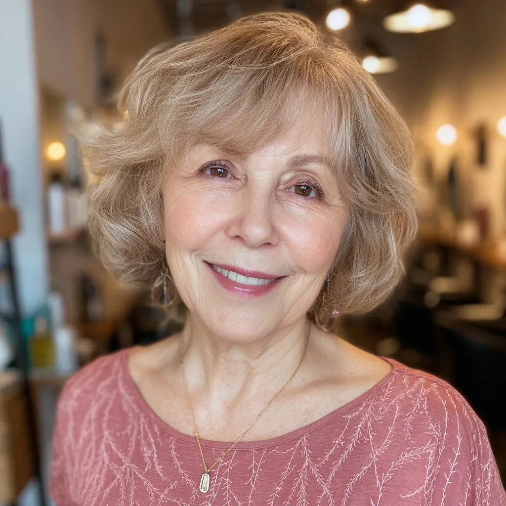 Textured Sandy Blonde Bob with Soft Waves