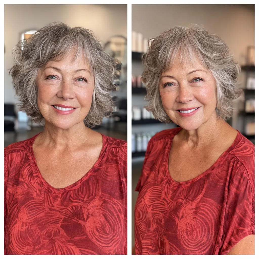 Textured Shaggy Bob with Soft, Face-Framing Bangs