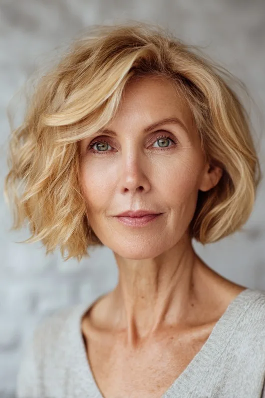 Textured Shattered Bob with Soft Beachy Waves
