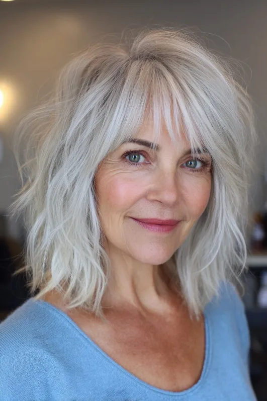 Textured Shattered Bob with Wispy Bangs