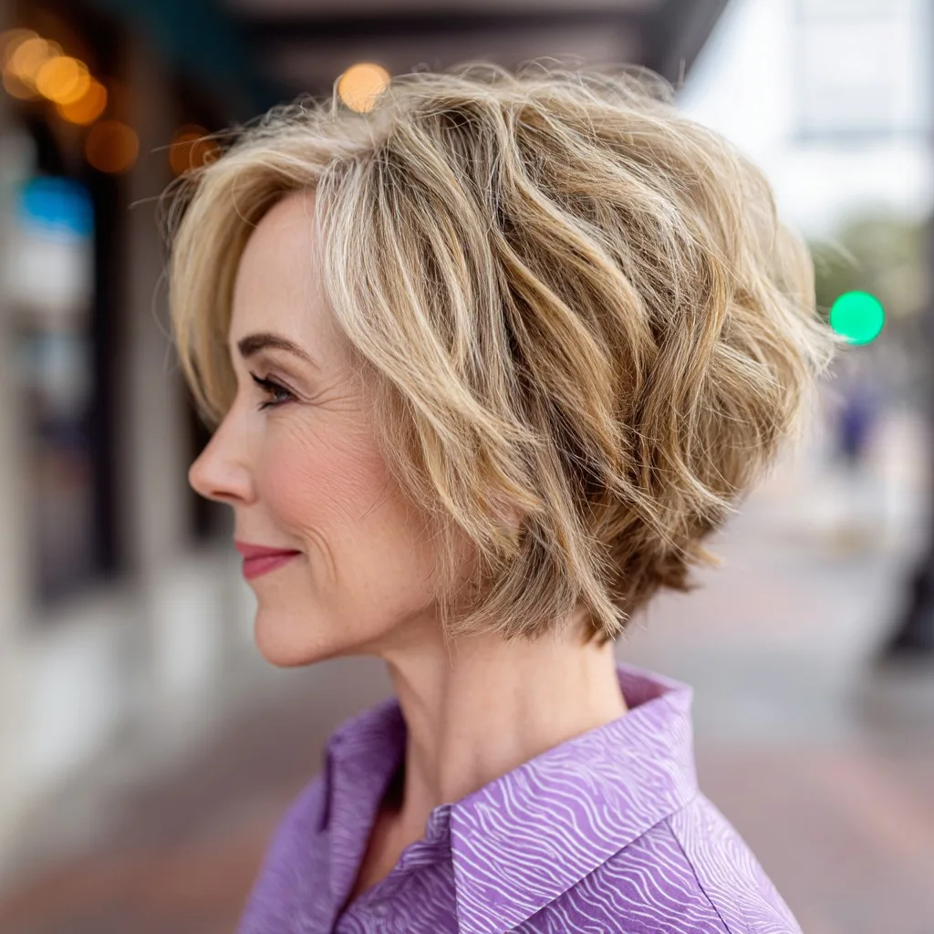 Textured Short Blonde Crop with Soft Waves