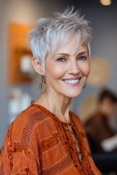 Textured Short Pixie Cut with Lifting Layers
