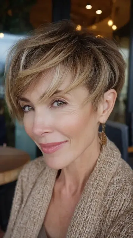 Textured Short Pixie Cut with Soft Bangs