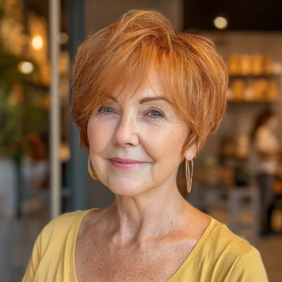 Textured Short Pixie with Lively Copper Tones