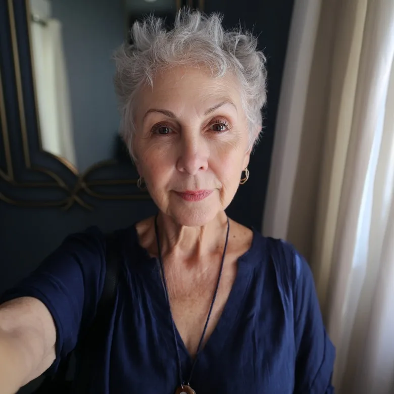 Textured Short Silver Pixie with Soft Volume