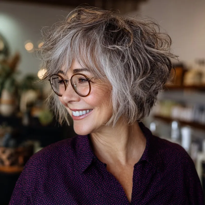 Textured Short Spiky Bob with Natural Movement