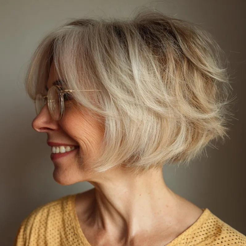Textured Short Spiky Bob with Soft Highlights