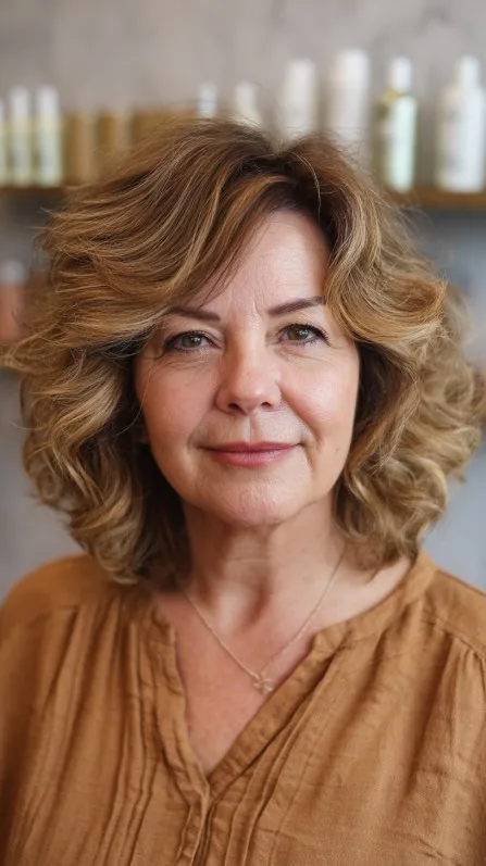 Textured Shoulder-Length Curly Hair with Soft Layers