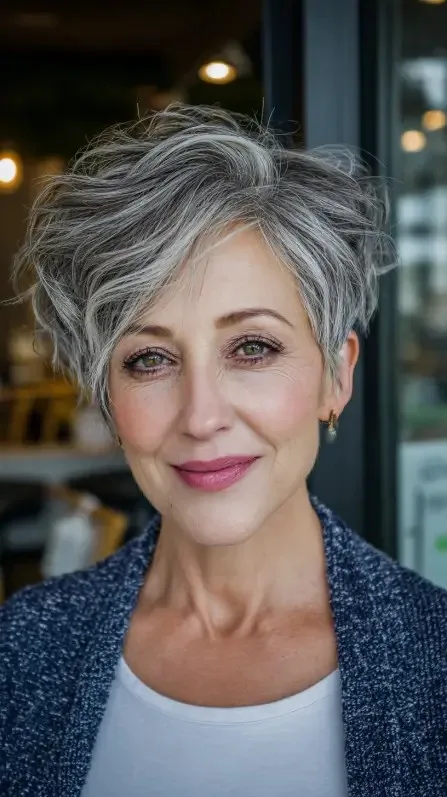 Textured Silver Crop with Playful Volume