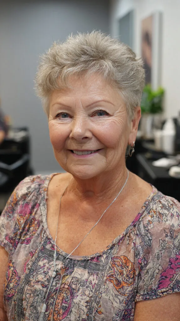 Textured Silver Crop with Voluminous Top