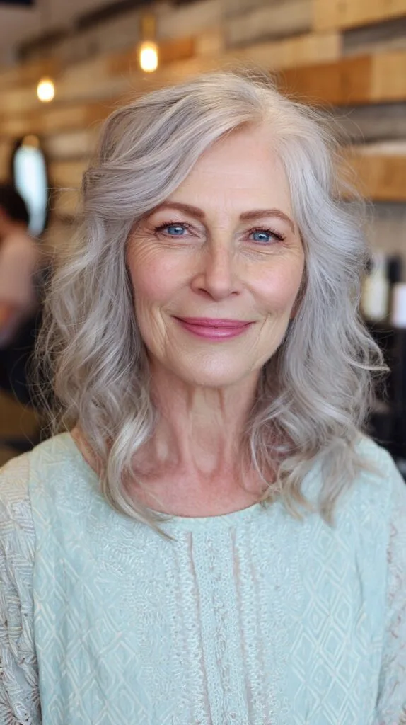 Textured Silver Medium-Length Waves