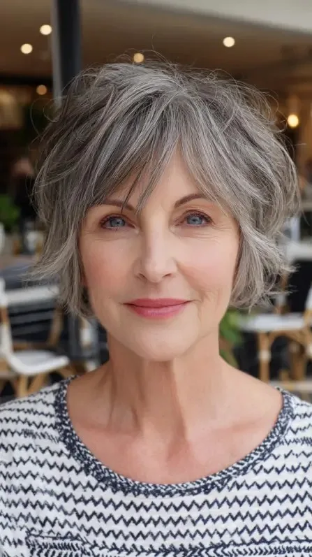 Textured Silver Shag Cut with Soft Layers