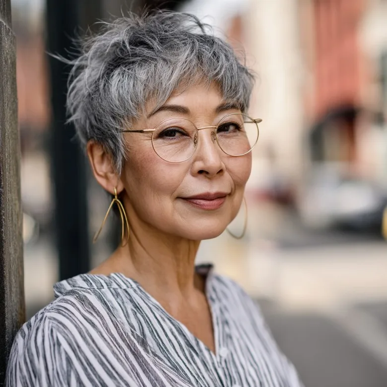 Textured Silvery Pixie Cut with Effortless Volume