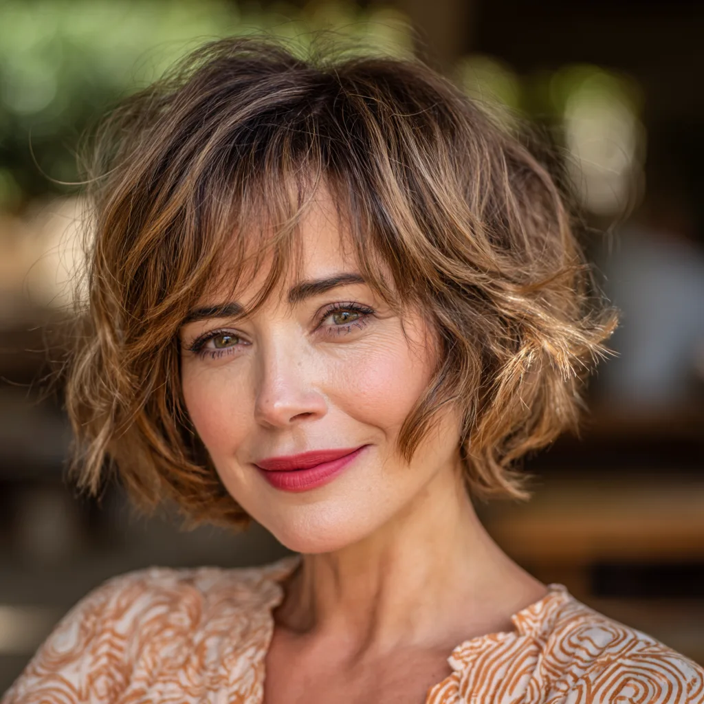 Textured Soft Bob with Wispy Bangs