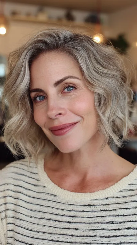Textured Wavy Bob with Subtle Layers