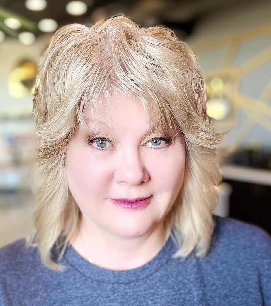 Trendy Short Shag with Choppy Bangs for Women 50 and Over
