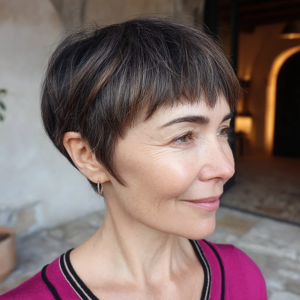 Trendy Textured Crop with Baby Bangs