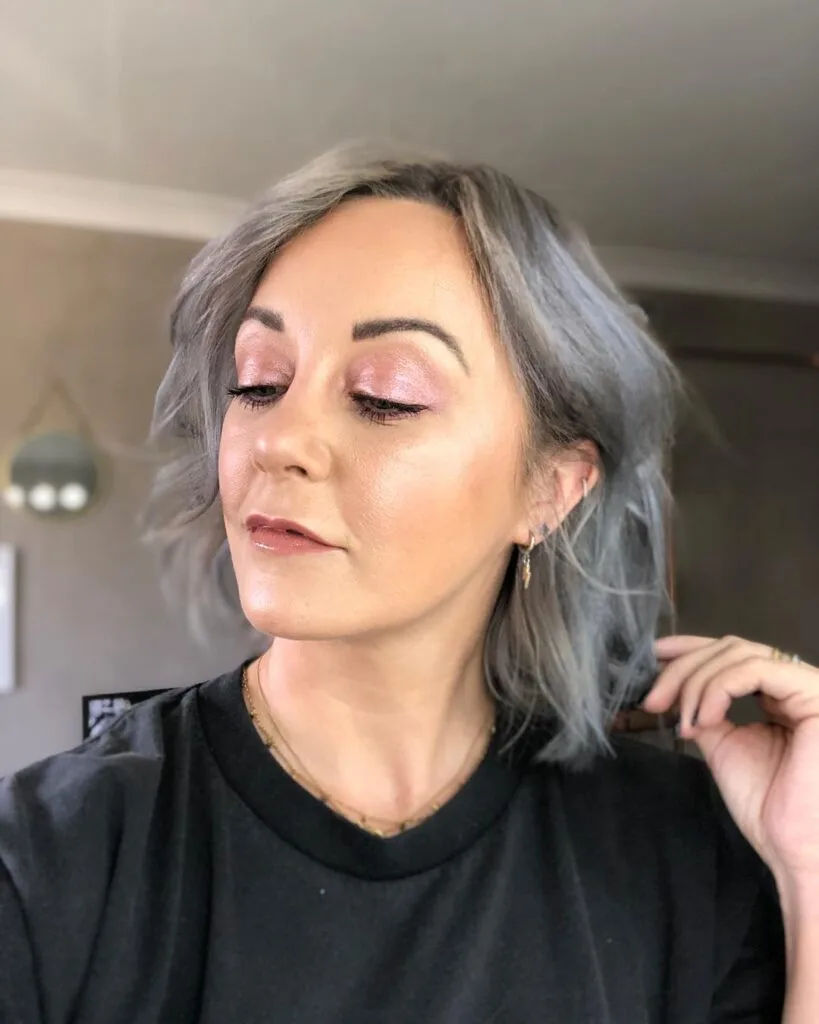 Trendy Textured Grey Bob with Soft Waves