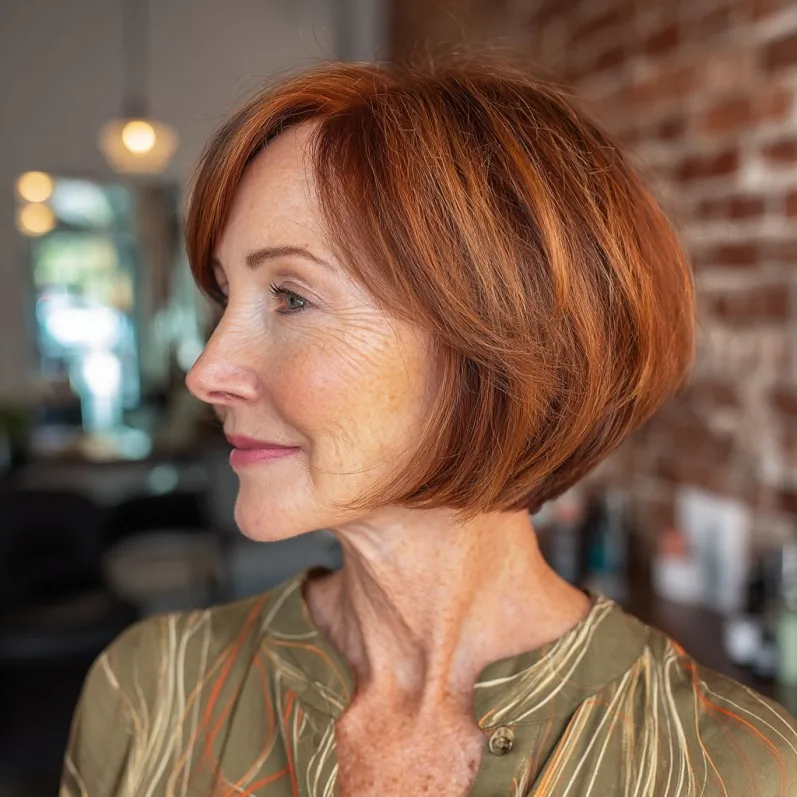Vibrant Copper Blunt Bob with Soft Volume