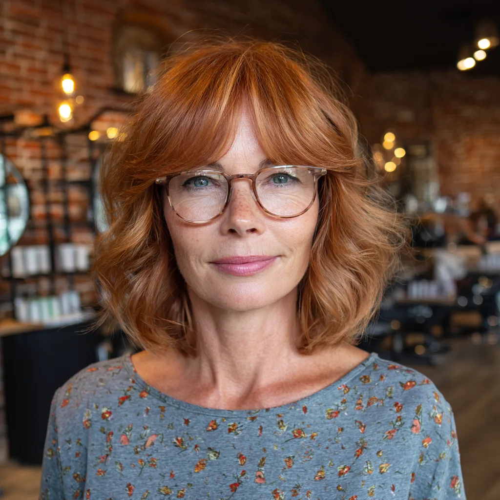 Vibrant Copper Layered Bob with Long Bangs