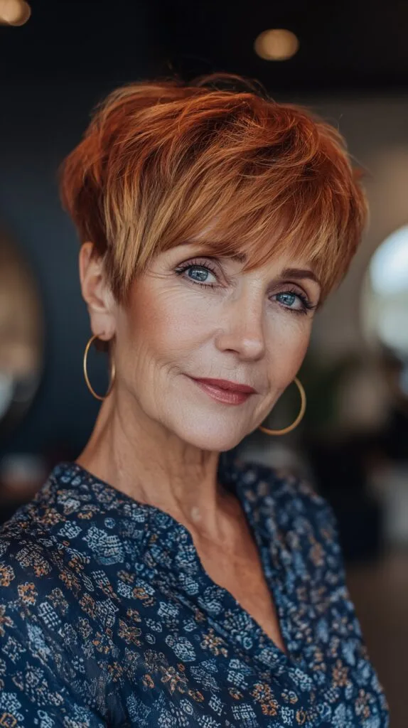 Vibrant Copper Textured Pixie with Undercut