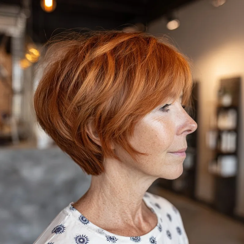 Vibrant Copper Wedge Bob with Soft Layers