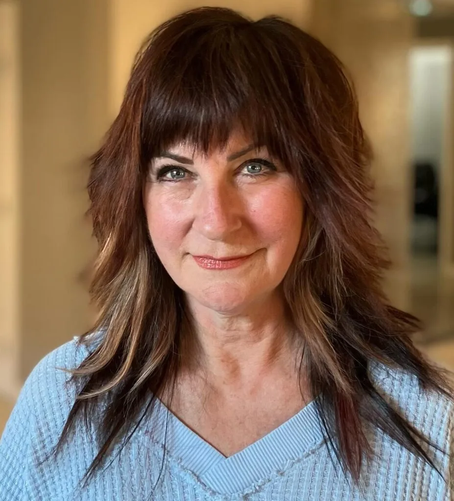 Vibrant Layered Shag with Face-Framing Highlights