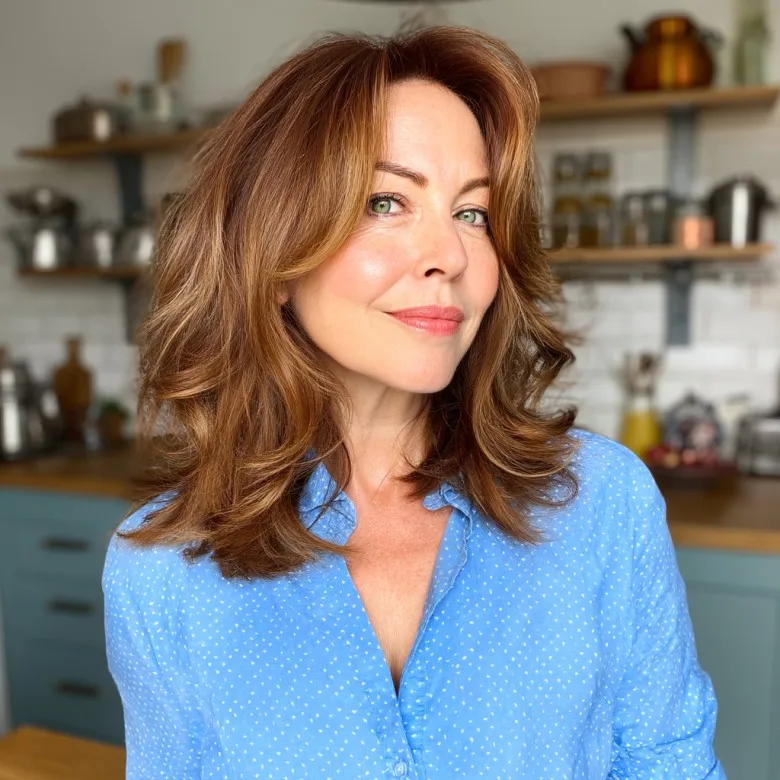 Voluminous Layered Cut with Soft Waves for Women Over 50