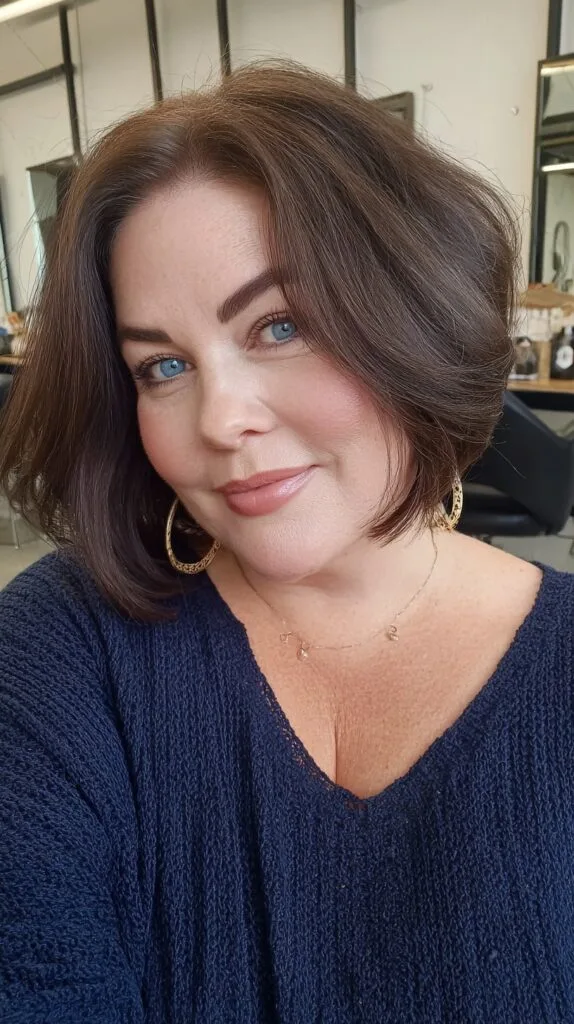 Voluminous Rounded Chin-Length Bob with Soft Face-Framing Layers