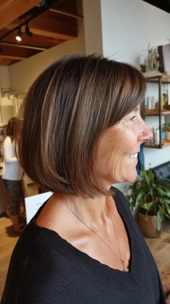 Warm Chestnut Bob with Soft Contouring