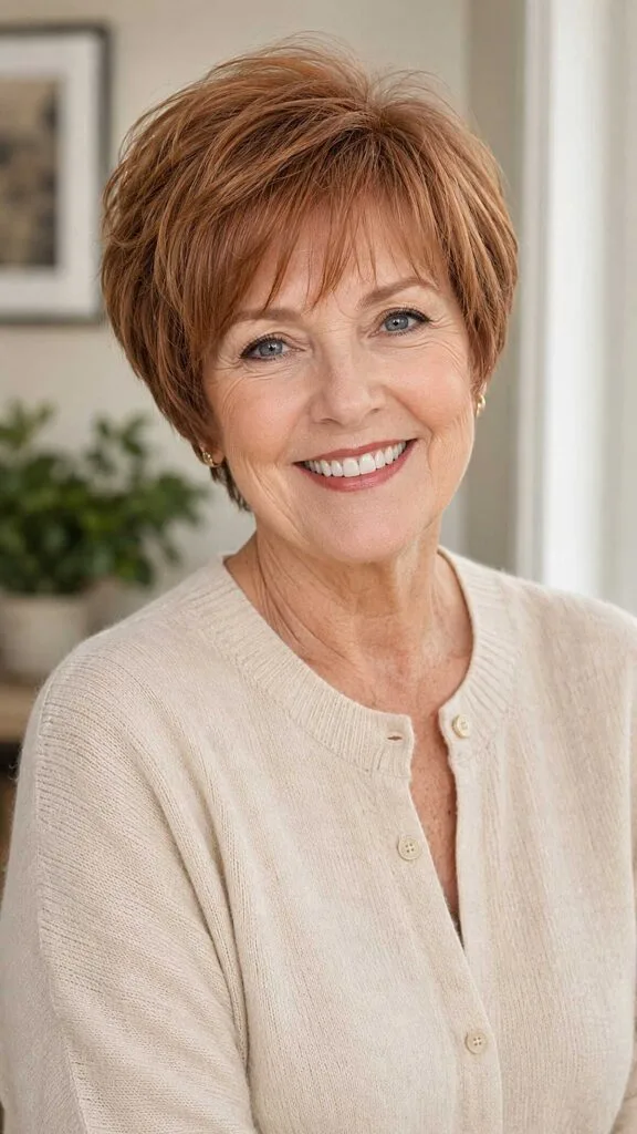 Warm Copper Pixie with Textured Fringe