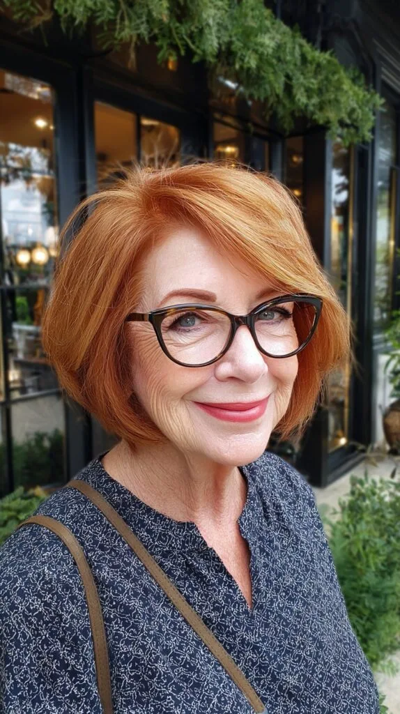 Warm Copper Rounded Bob with Soft Internal Graduation