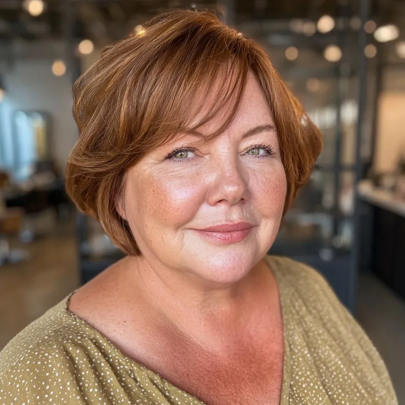 Warm Copper Rounded Bob with Subtle Layers