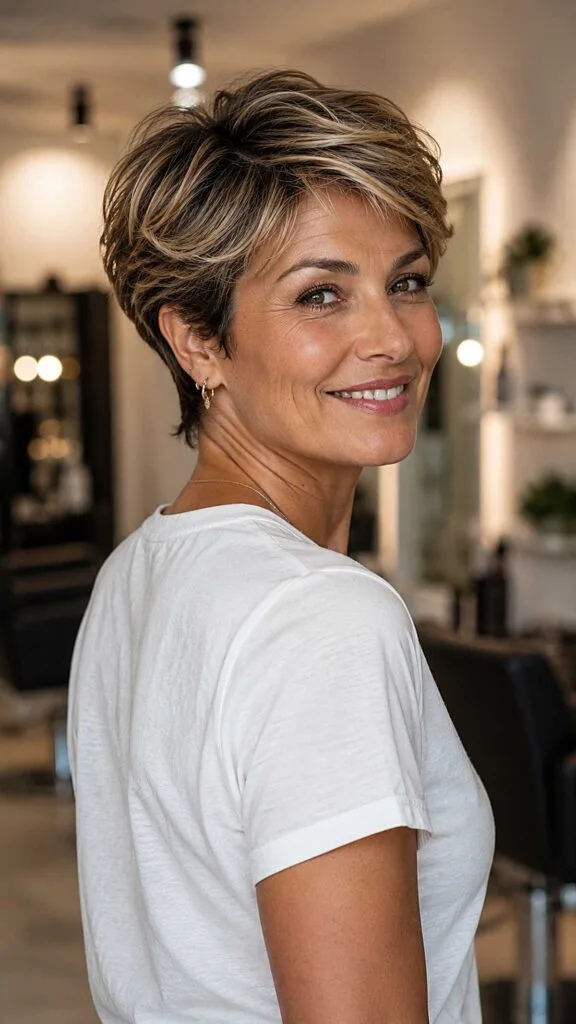 Warm Highlighted Pixie with Feathered Layers