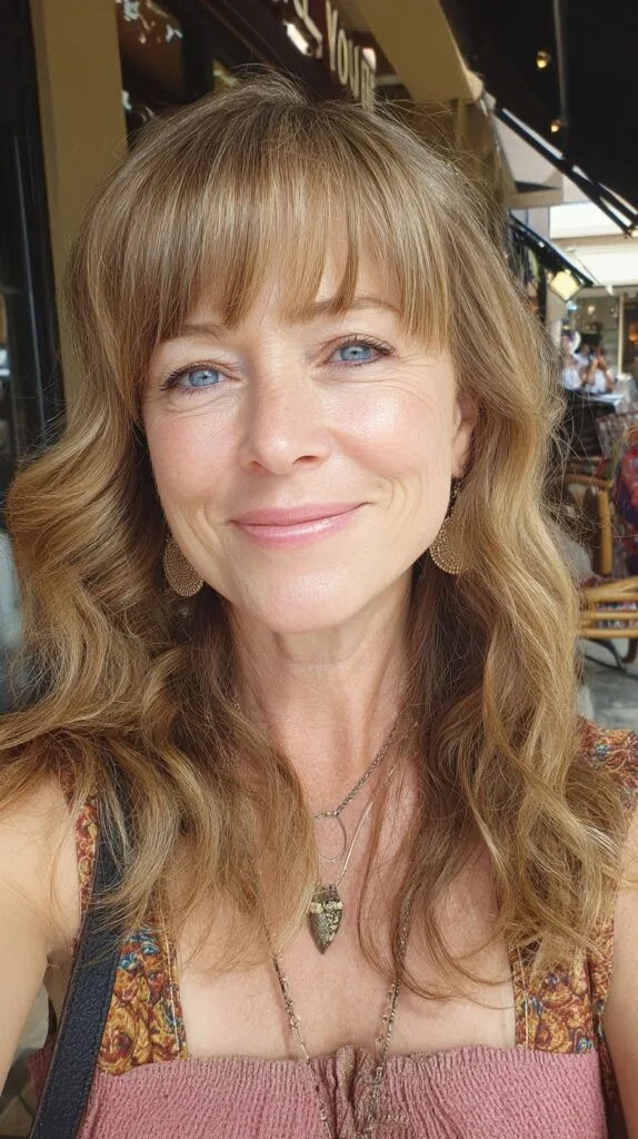Wavy Shoulder-Grazing Cut with Brow-Length Soft Fringe and Face-Framing Lights