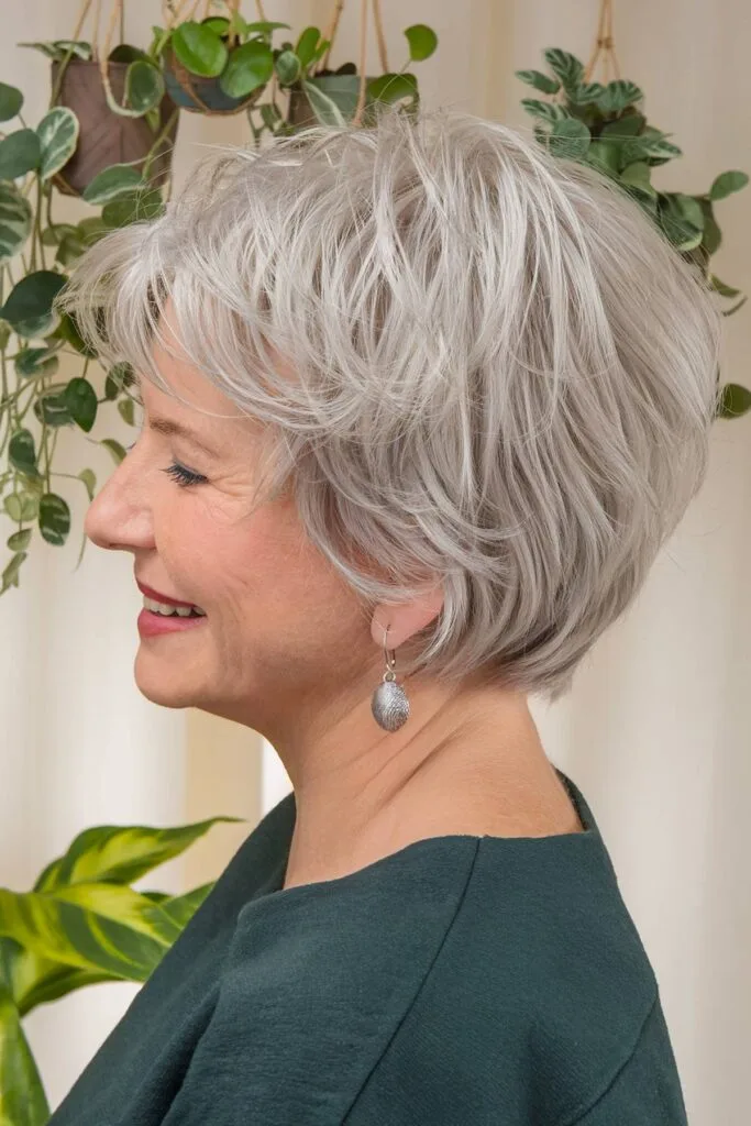 Wedge shag haircut for women over 50 shaggy hairstyle