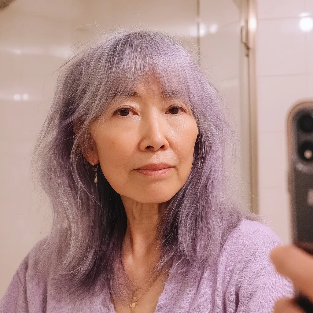 Whimsical Lavender Shag with Soft Bangs