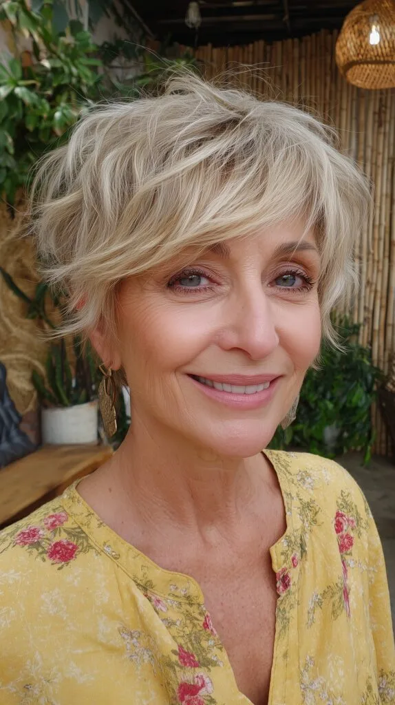 Airy Silver-Blend Short Shaggy Pixie-Bob with Side-Swept Fringe