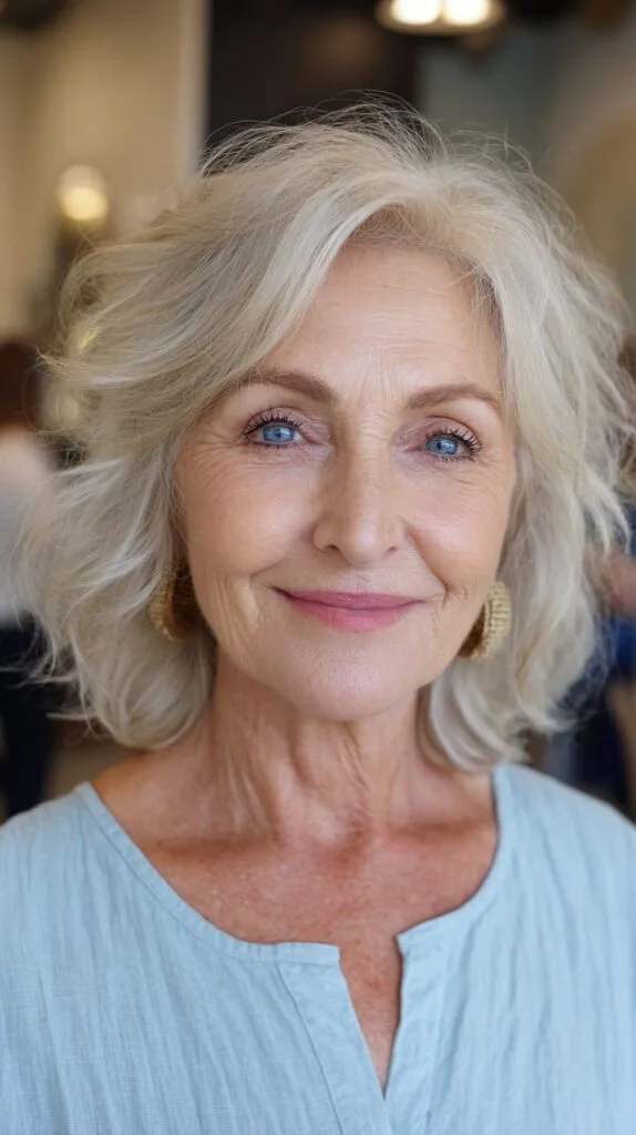 Airy Silver Shag with Soft Face-Framing Layers
