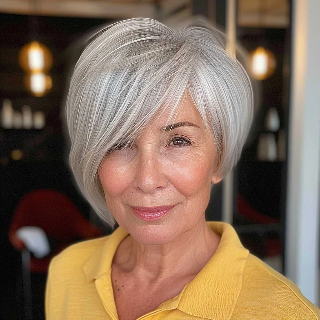 Asymmetrical Pixie Cut for Ladies 70 and Up