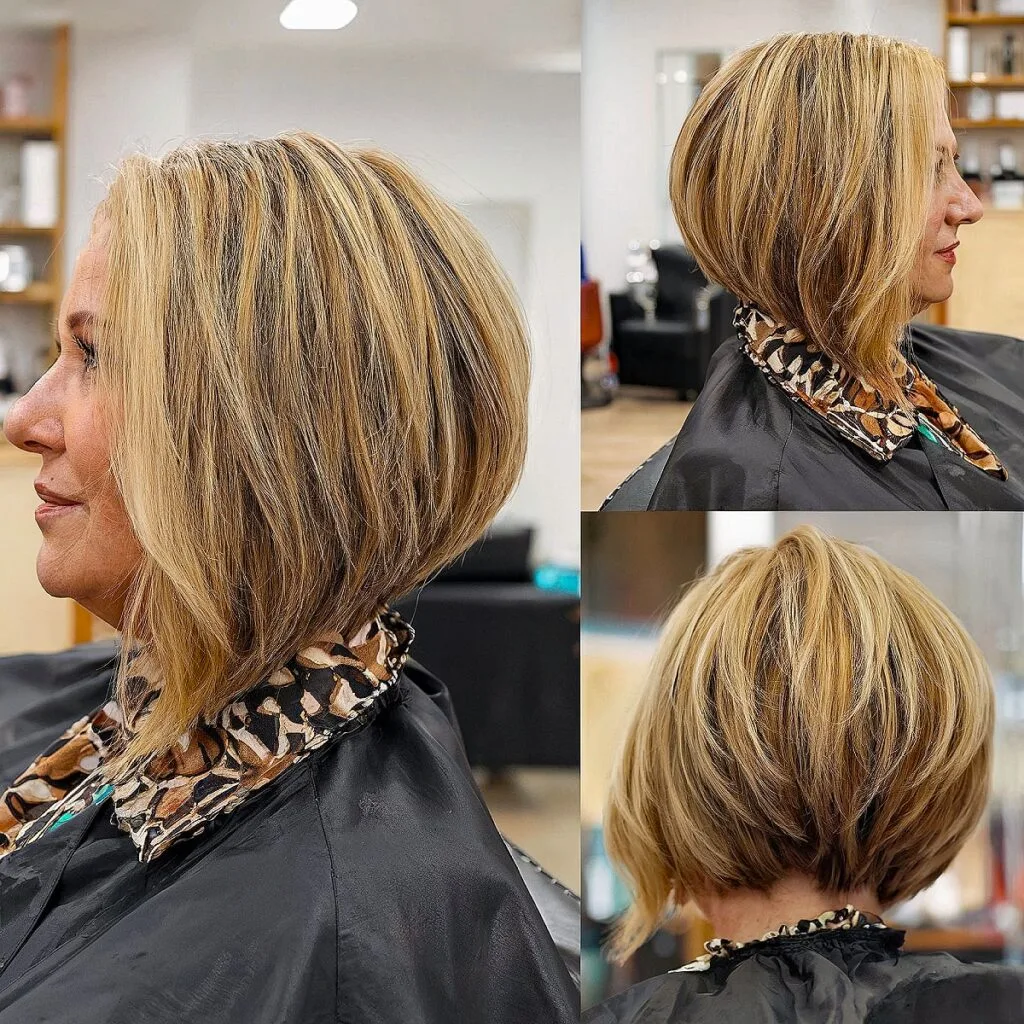 Blonde Balayage Bob with Layers for Ladies 50 and Over