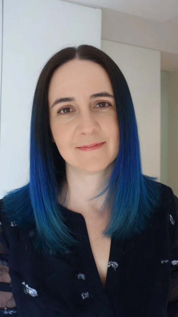 Bold Blue Ombre Lob with Sleek Ends