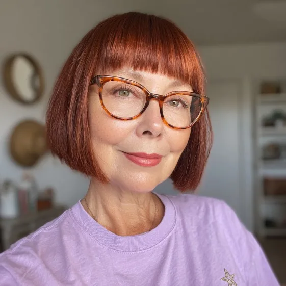 Bold Chin-Length Bob with Straight Fringe