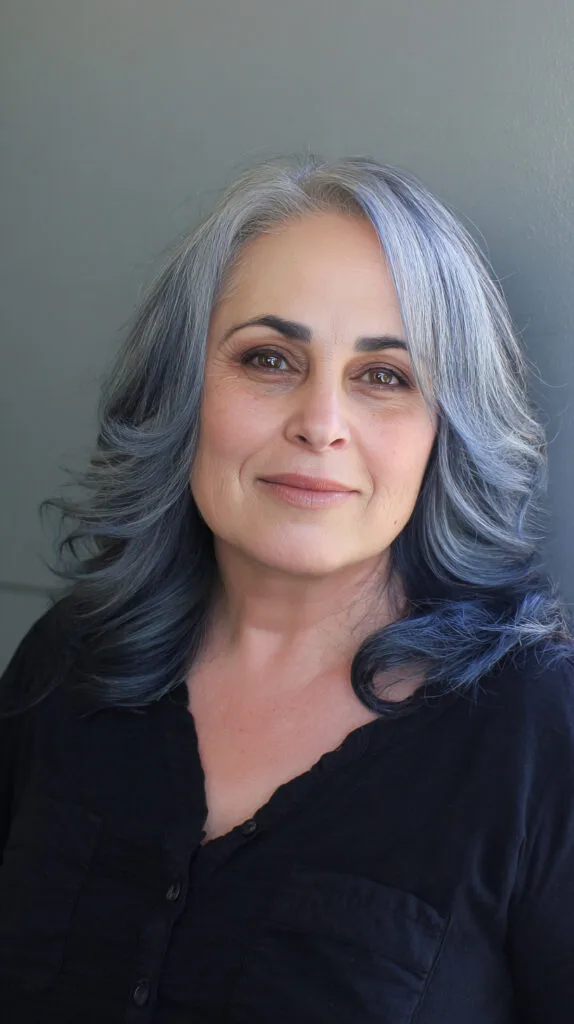 Bold Silver Waves with Icy Blue Highlights