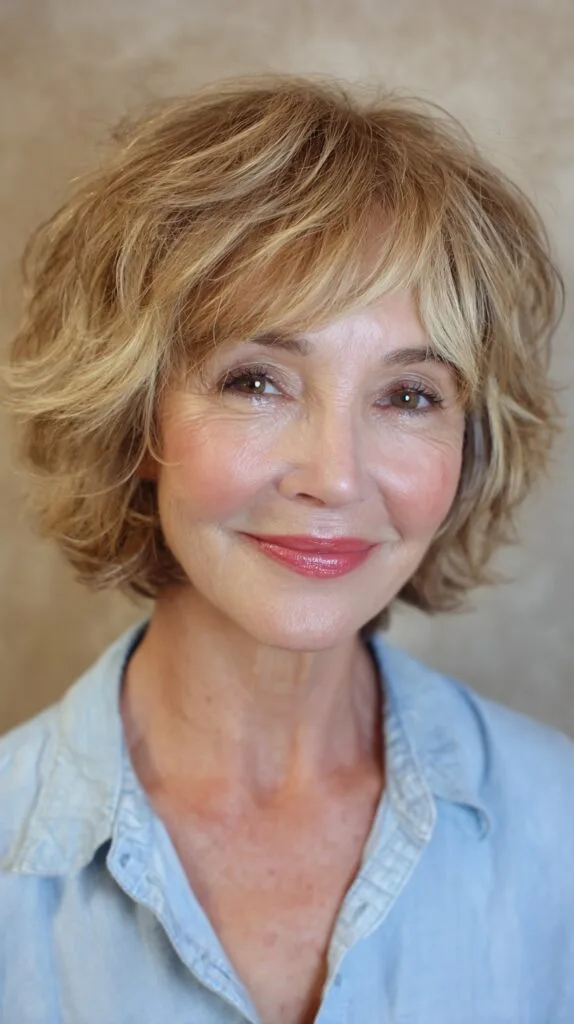Bright Caramel Wavy Bob with Soft Bangs